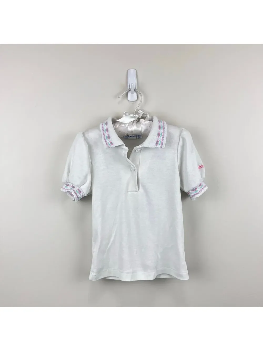 Vintage OshKosh B'gosh Short Sleeve White Flower Top 4T USA